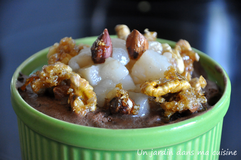 mousse au chocolat poires fruits secs