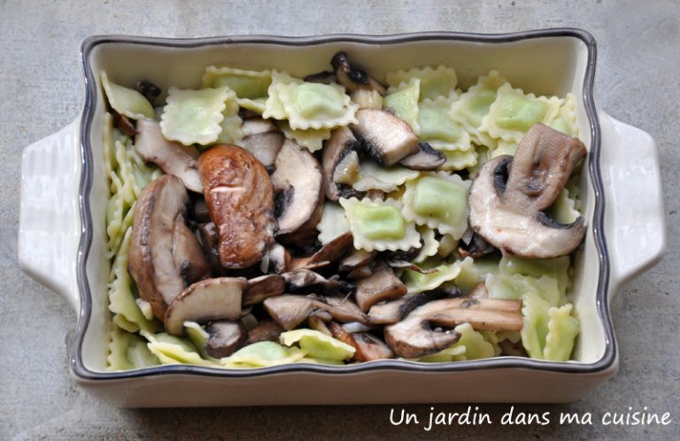gratin de ravioles aux champignons un jardin dans ma cuisine