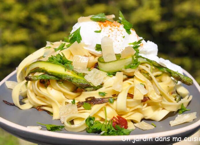 tagliatelles aux asperges vertes rôties