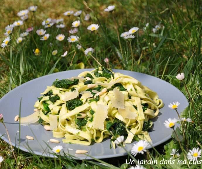 pâtes épinards et pesto