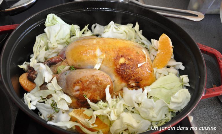 pintade orange et chou pointu