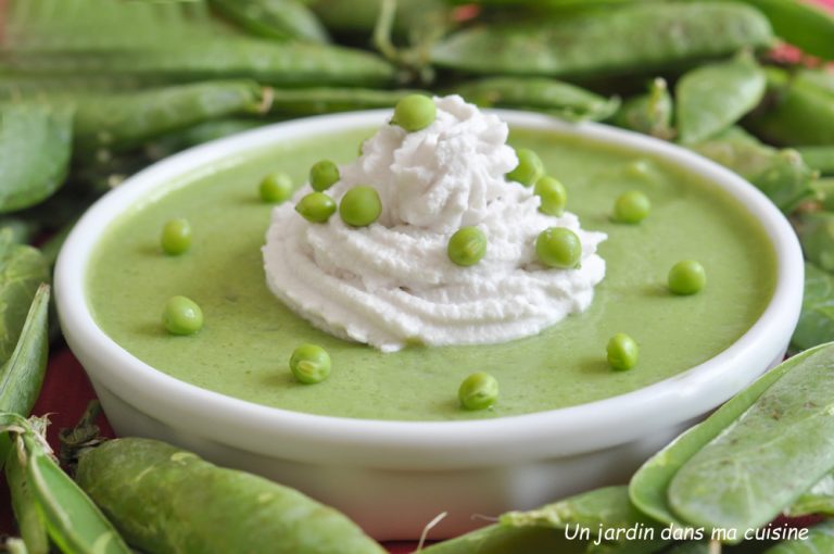 soupe de petits pois frais chantilly au lait de coco