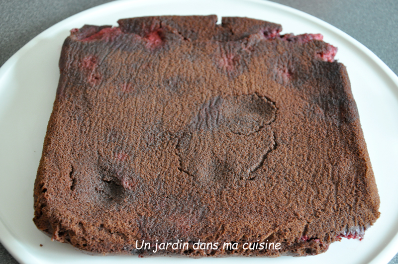 gâteau chocolat cœur framboises