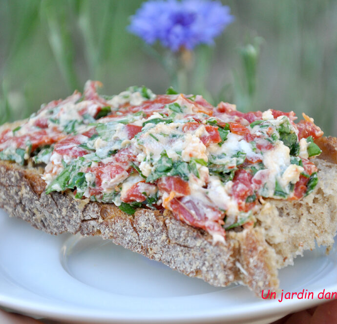 tartine poivrons confits chèvre frais