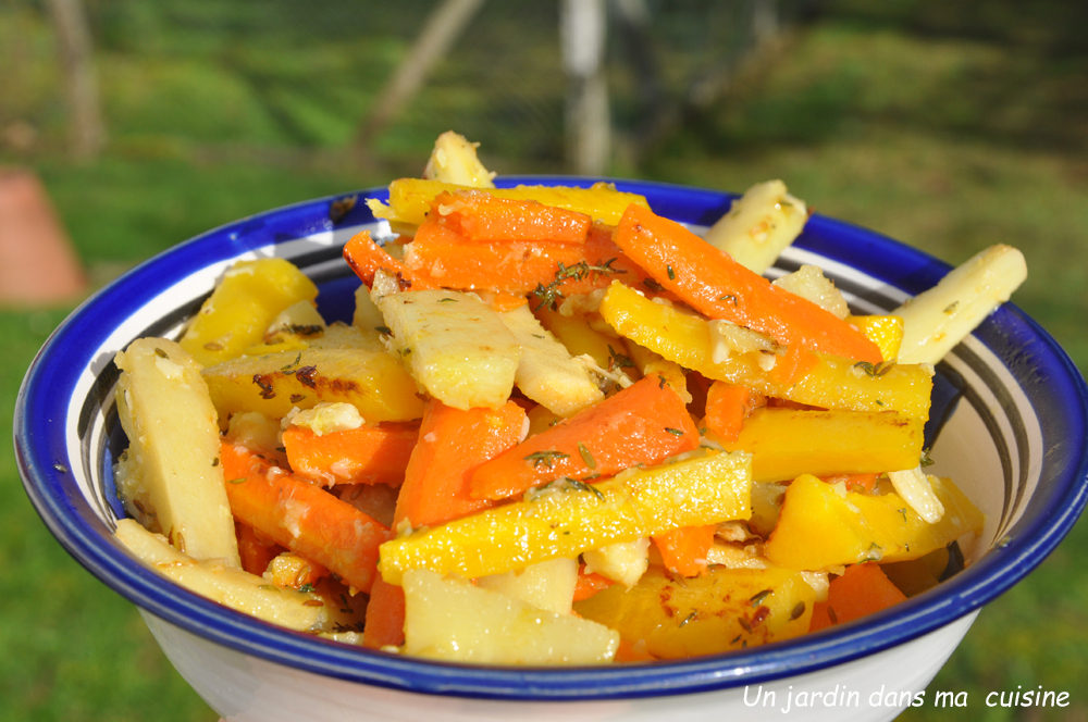 carottes sautées et panais à l'ail