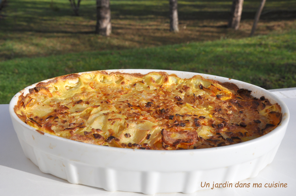 gratin de pommes de terre potimarron sauce échalotes