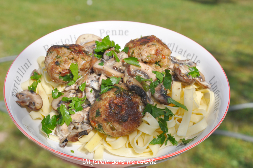 boulettes de veau tomates séchées et persil plat