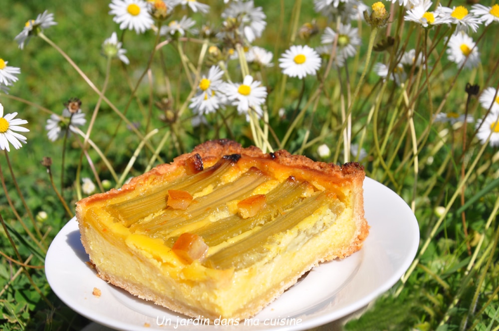 tarte crème amandes rhubarbe caramélisée