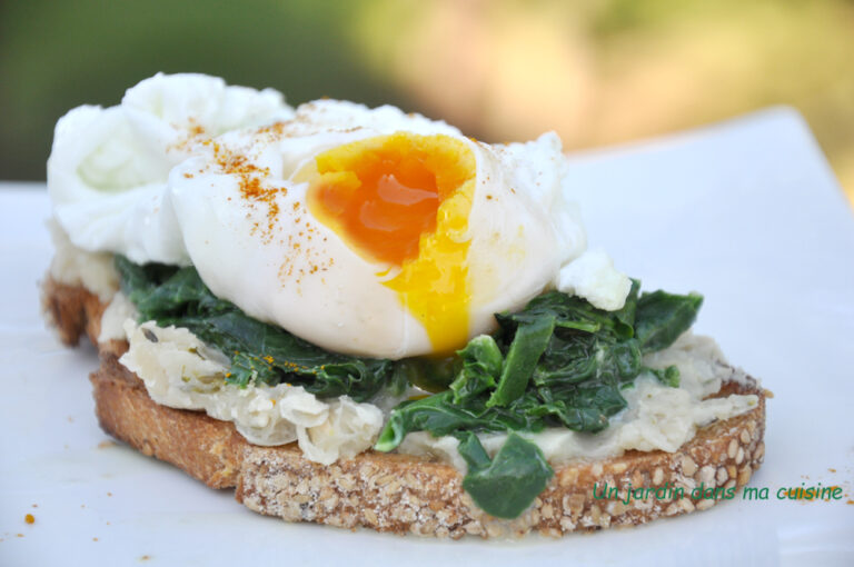 tartine haricots blancs épinards œuf poché