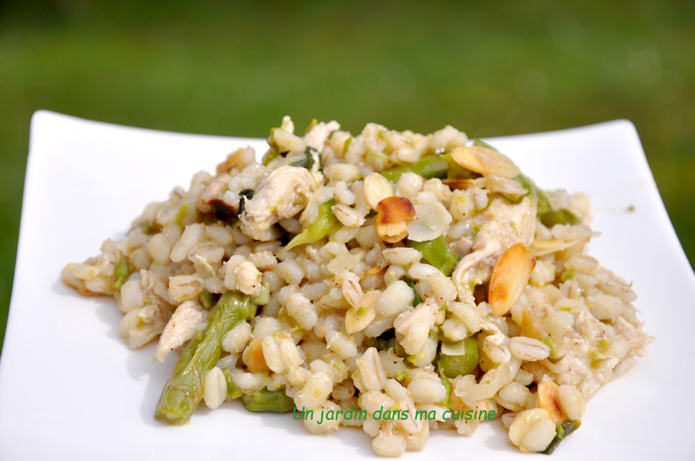 orge perlé asperges amandes