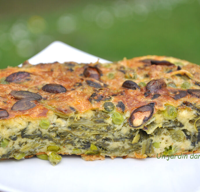 Quiche sans pâte blettes petits pois