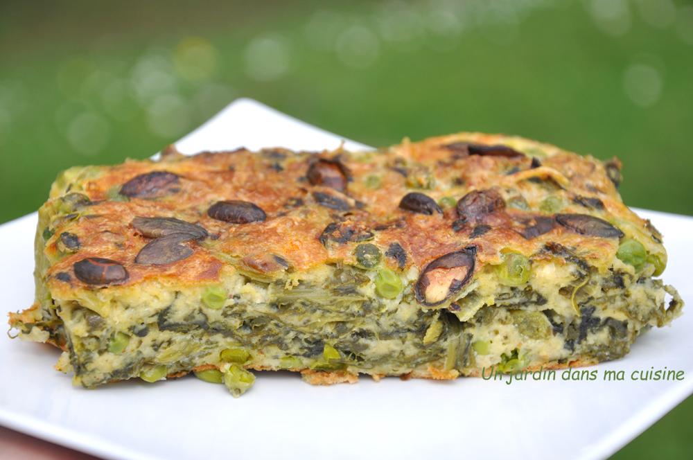 quiche sans pâte blettes petits pois