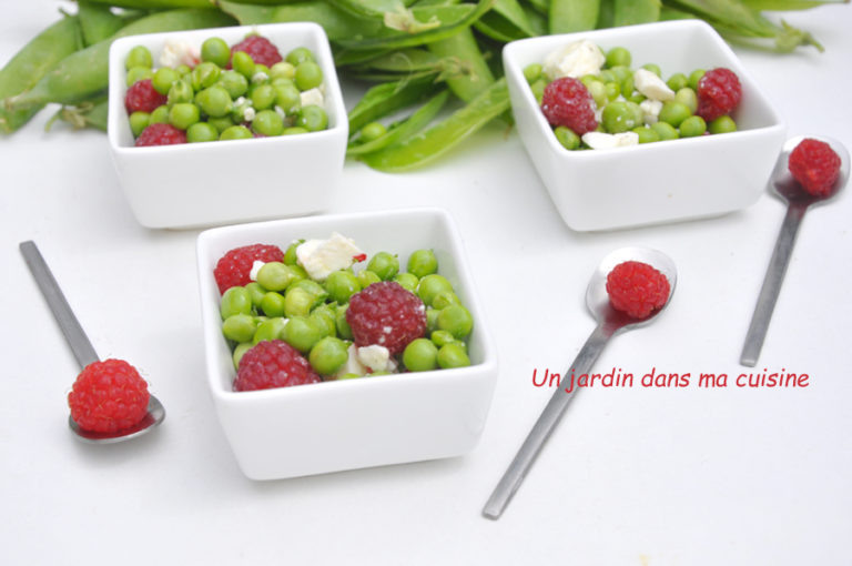 salade de petits pois feta framboises