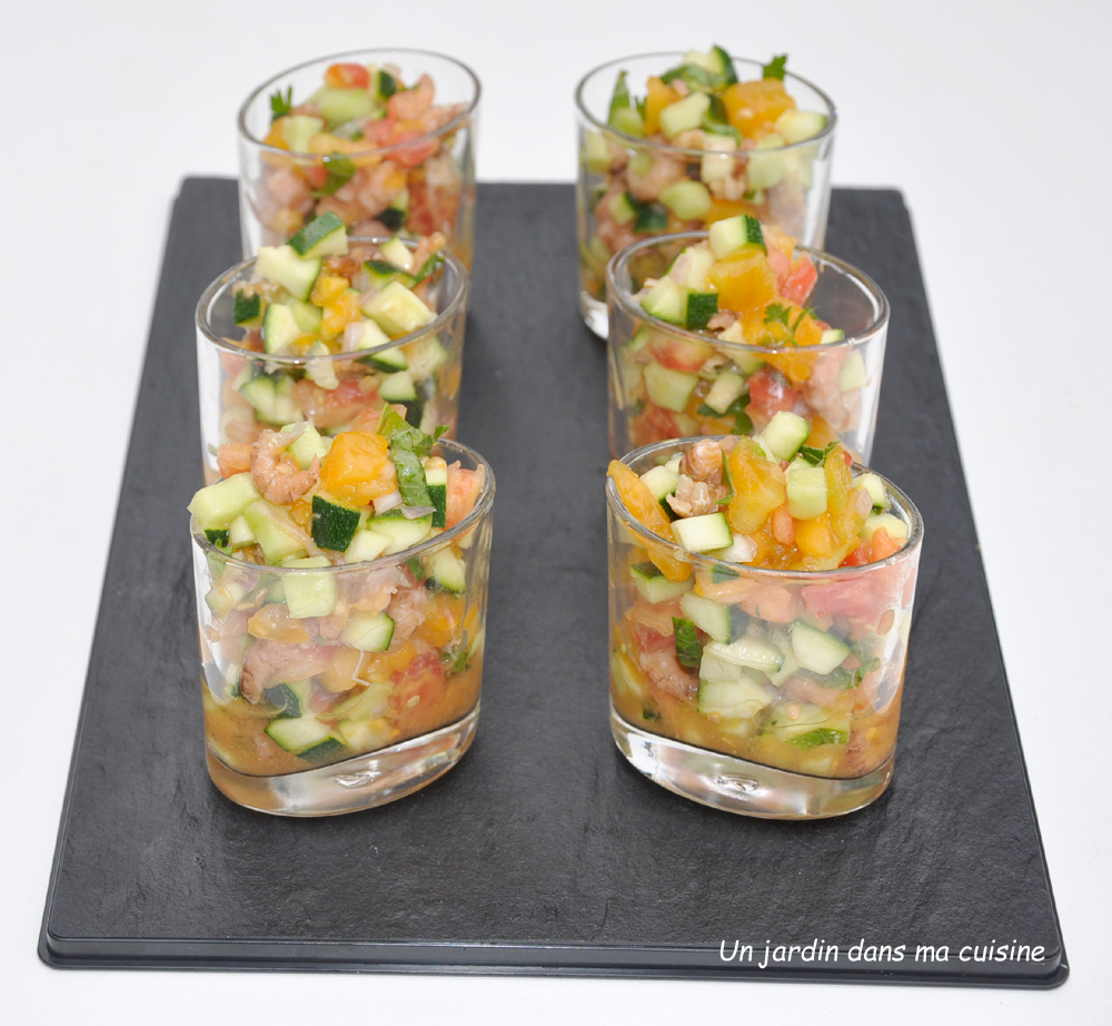 verrines tartare légumes crevettes