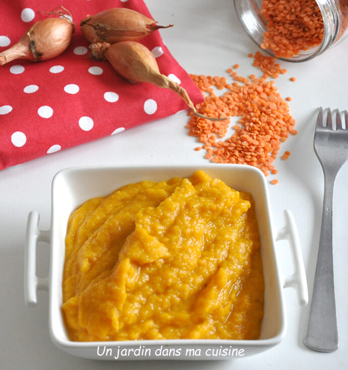 purée de courge butternut lentilles corail sans lait