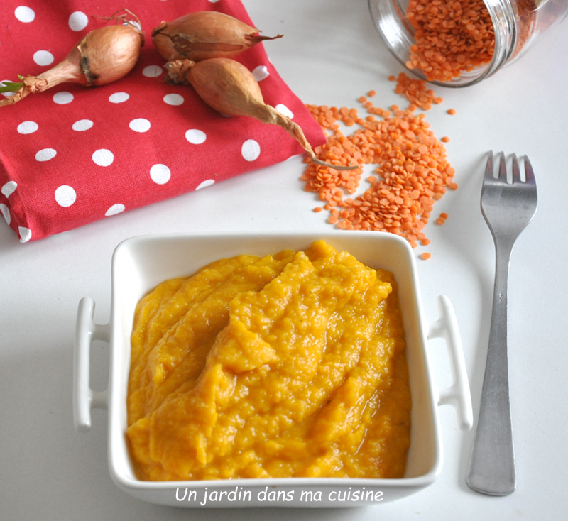 purée de courge butternut lentilles corail sans lait