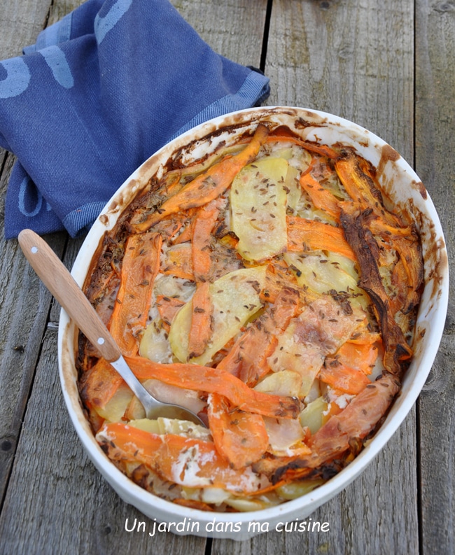 Gratin carottes pommes de terre crème de coco