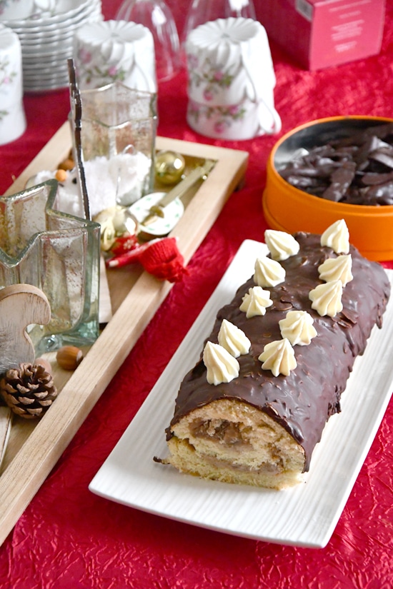 bûche châtaignes et chocolat