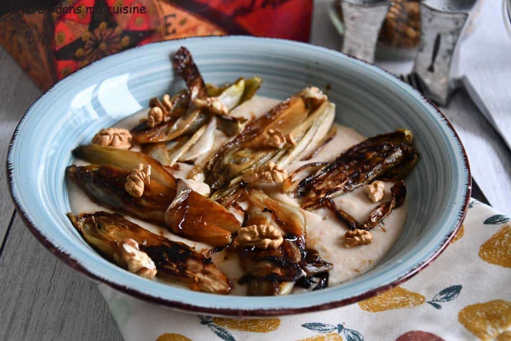 purée de haricots blancs et endives braisées