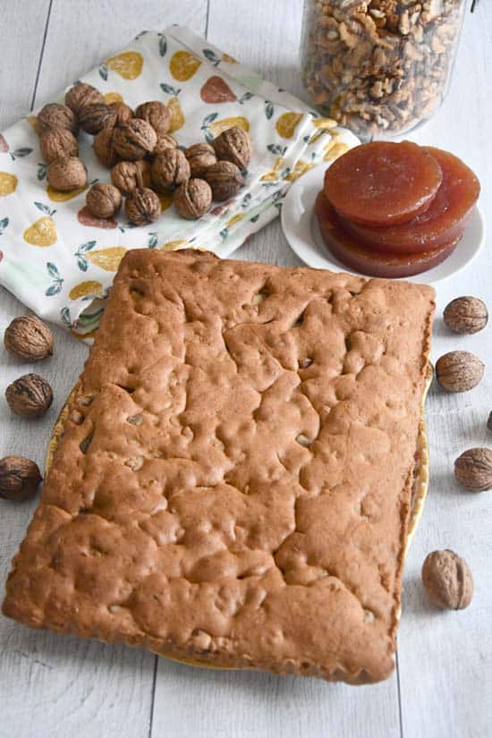 gâteau noix et pâte de coing